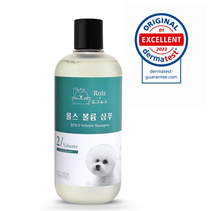 롤스 X 도그뉴스 볼륨 비숑샴푸 프리미엄샴푸 애견샴푸 강아지샴푸 400ml, 1개, 400ml