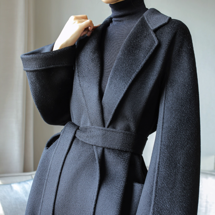 핸드메이드 캐시미어100코트 지블링 숄카라 카멜코트 벨티드 여성겨울코트