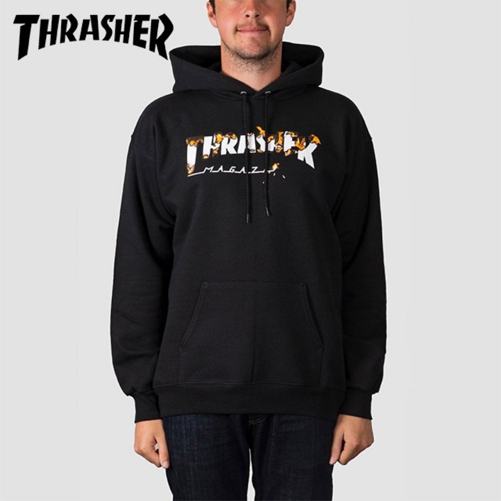 트레셔 인트로 버너 THRASHER 블랙 후드티