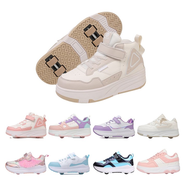 PHTEER 하이탑 롤러슈즈 바퀴달린 운동화 롤러스케이트 4륜 F09