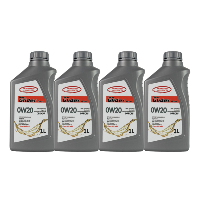 나노렉스 나노글라이더 프리미엄 하이브리드 엔진오일 0W20 1L Nanorex함유, 0w20, 4개, 1L