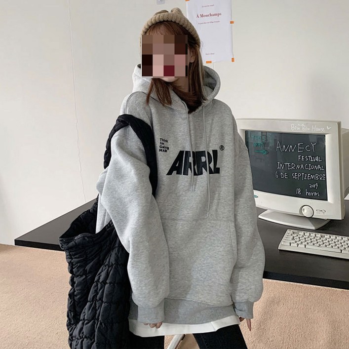 dulandQ 봄 가을 여성  기모 후드티 긴팔 맨투맨  WE47