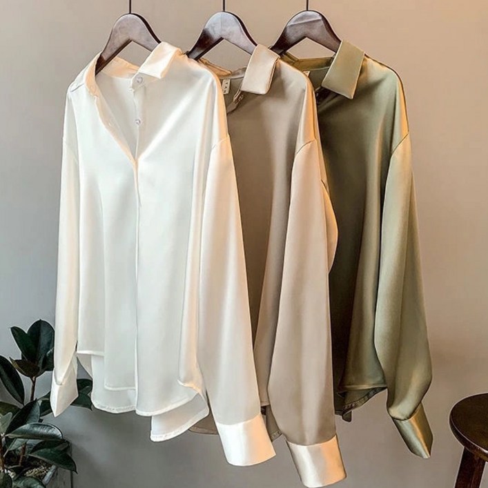 루크 시그니처 새틴 블라우스