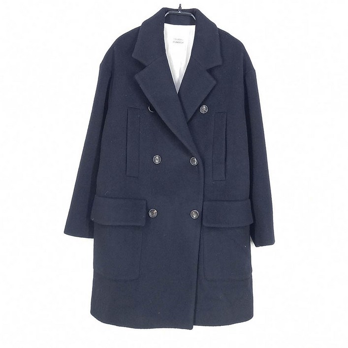 빈티지다온 스튜디오톰보이 여성 오버핏 모직코트 네이비