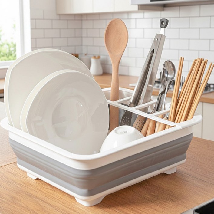 접이식 식기건조대 캠핑용품, 1개, 1단, 그레이화이트