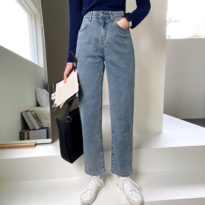 바잉몰 여성 [155,160,165 ~2XL] 후회안해 스판 와이드 롱 데님팬츠