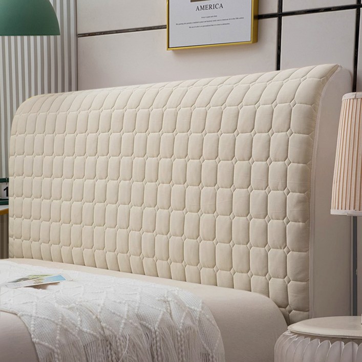 하우스베라 퀼팅 벨벳 침대헤드커버 사계절 고탄력 패브릭 헤드쿠션커버 보드, 1개, 샌드베이지