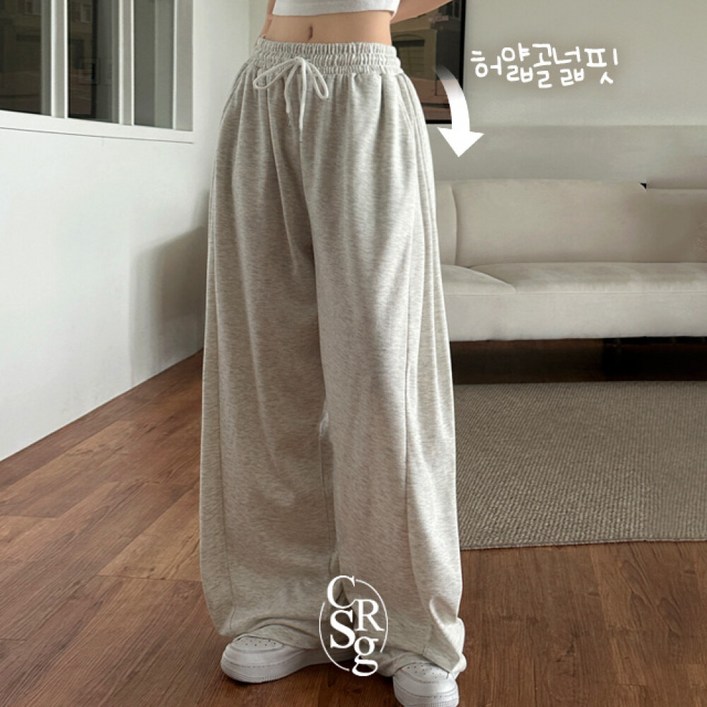 크림슈가 / 쿨여름팬츠 숏 롱 선택  에어메쉬 백포켓 사이드 핀턱 롱 와이드 팬츠