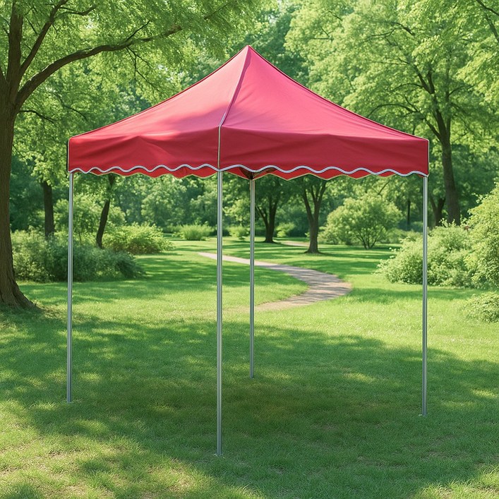 THE한량마켓 알루미늄 캐노피 천막 200x200 레드 미니 접이식 야외용 그늘막 텐트 레저용품