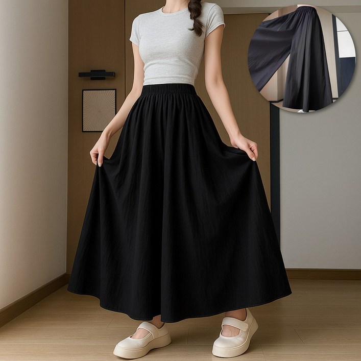 미르앙 여성 쿨링 밴딩 치마 바지 롱 와이드