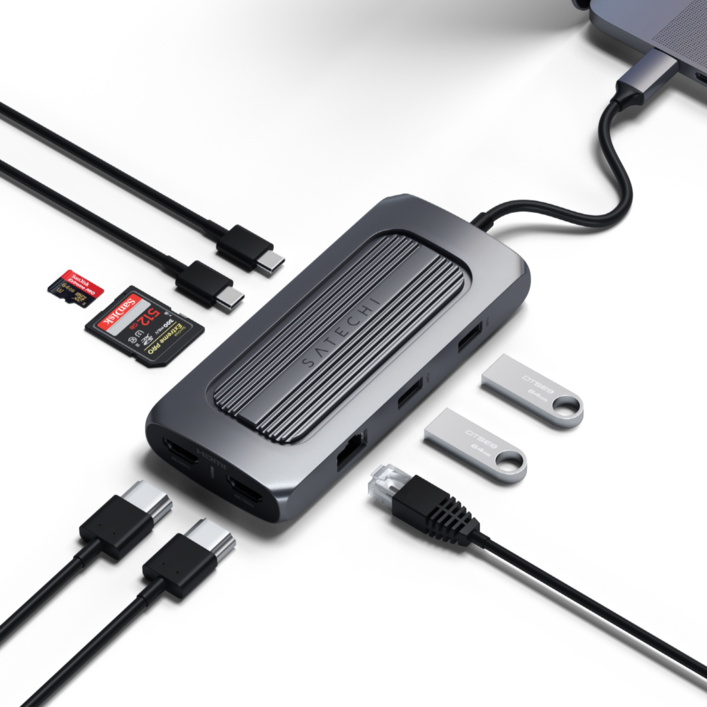 사테치 10in1 듀얼 4K HDMI 허브 USBC MULTIPORT MX ADAPTER