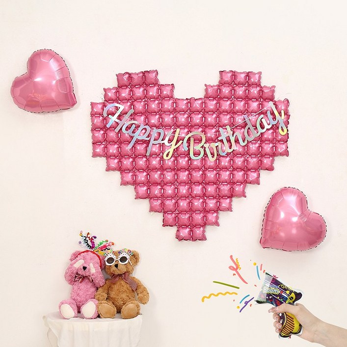 피앤비유니티빅하트 로즈골드 레드 핑크 생일장식세트 모음