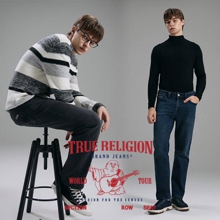 쇼핑엔티 매장동일 트루릴리젼 25FW 최신상 라이크라 기모 데님 팬츠 2종, 남성