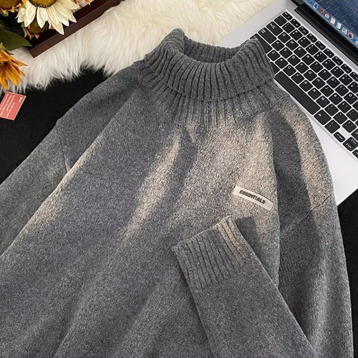 스타일닥터 클래식 심플 겨울 목폴라 남성 니트 솔리드 루즈 스웨터