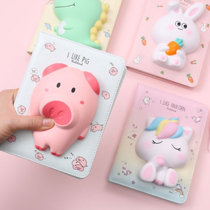 fooi 신학기선물 말랑말랑 스퀴시다이어리 3D캐릭터노트 30종 5시전 당일발송