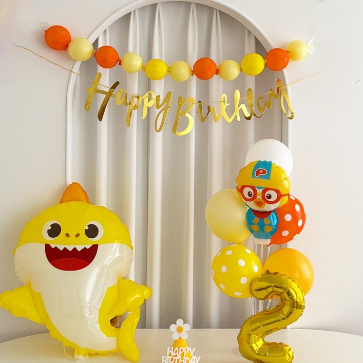 아기상어 핑크퐁 풍선 생일파티 두돌생일상, 1개, 뽀로로 풍선2