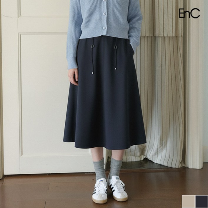 ENC옆선배색 플레어 롱스커트 ENWH23861W