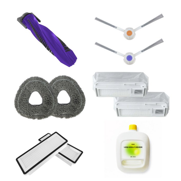 일리마 나르왈 프레오 X Ultra 호환 소모품 풀패키지 브러쉬 물걸레 필터 더스트백 세정제, 1세트, 나르왈 프레오 X Ultra