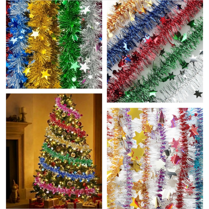 크리스마스 별모루 혼합 10줄 빤짝이 장식 별 재료, 1세트, 혼합