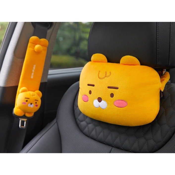 카카오프렌즈 차량용 춘식이 안전벨트 커버 + 목쿠션 세트 /라이언/어피치