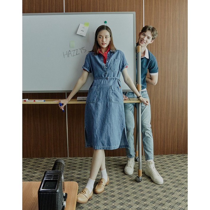 23SS 23SS블루 리넨혼방 데님 반팔 원피스 HSDR3B201B2 23SS 23SS블루 리넨혼방 데님 반팔 원피스 HSDR3B201B2