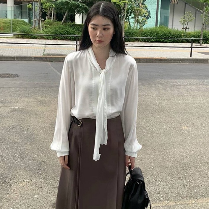 가을 신코리아UNDERSN 기질계 라운드 루즈핏 긴팔 셔츠