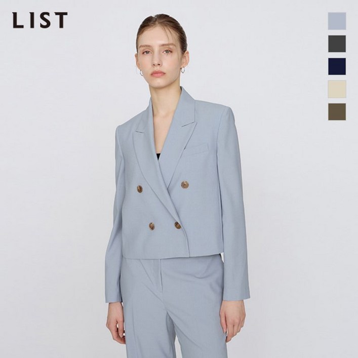 리스트 미니멀 더블 크롭 셋업 자켓 TWSJKO62020
