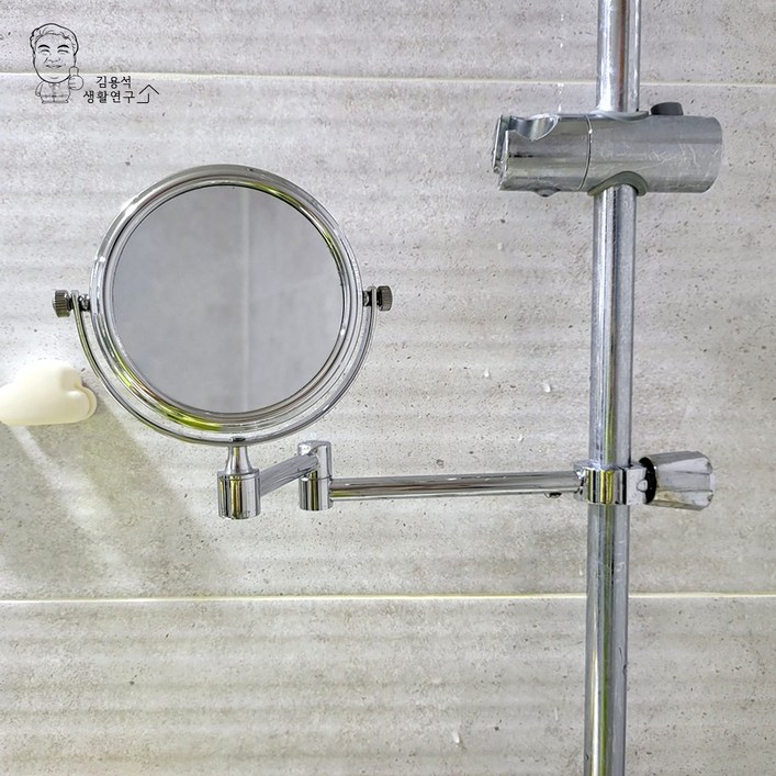 샤워바 거울 면도거울 욕실 화장실 무타공 면도경 샤워거울, 실버