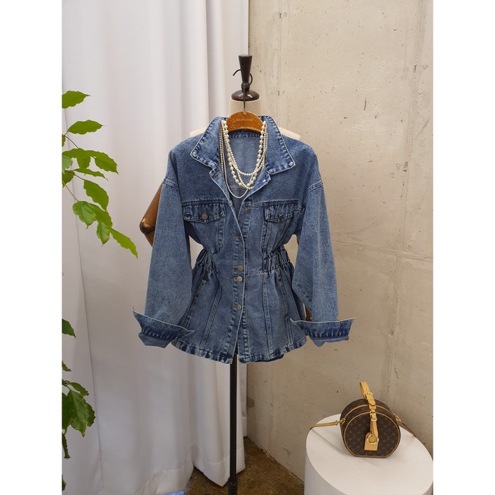 봄신상 무배 이즈 허리 밴딩 슬림핏 청자켓