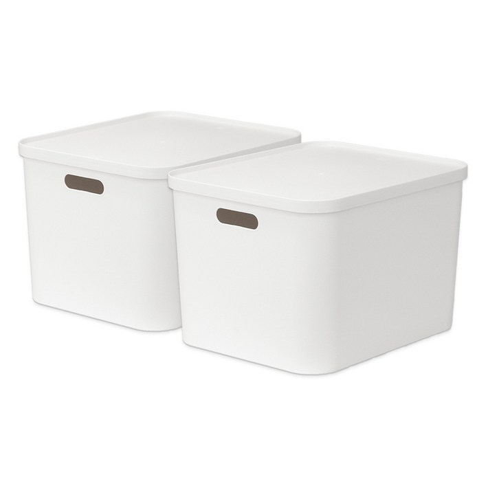 아임홈리빙 국내 제조 더채움 손잡이 팬트리 수납함, 화이트, 2개