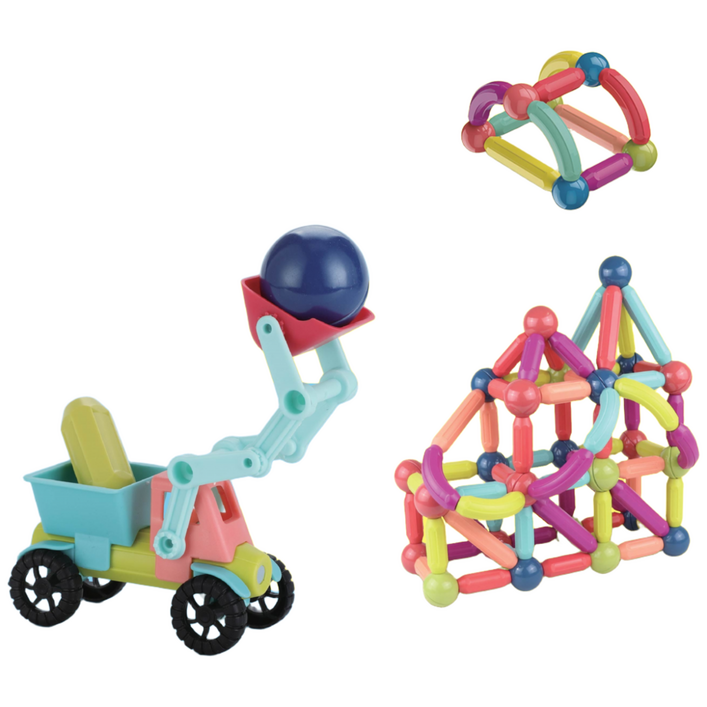 브레이닝 자석블럭 123pcs 유아자석블록 마그네틱 장난감 곡선형 디자인 소근육 창의력 발달, 1개