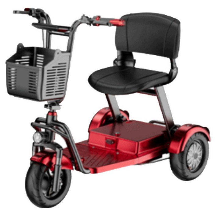 루모빌 접이식 세발 전기 스쿠터 삼륜 전동차 성인용 자전거 전동 노인 어르신 분리형 배터리, 1개, 레드