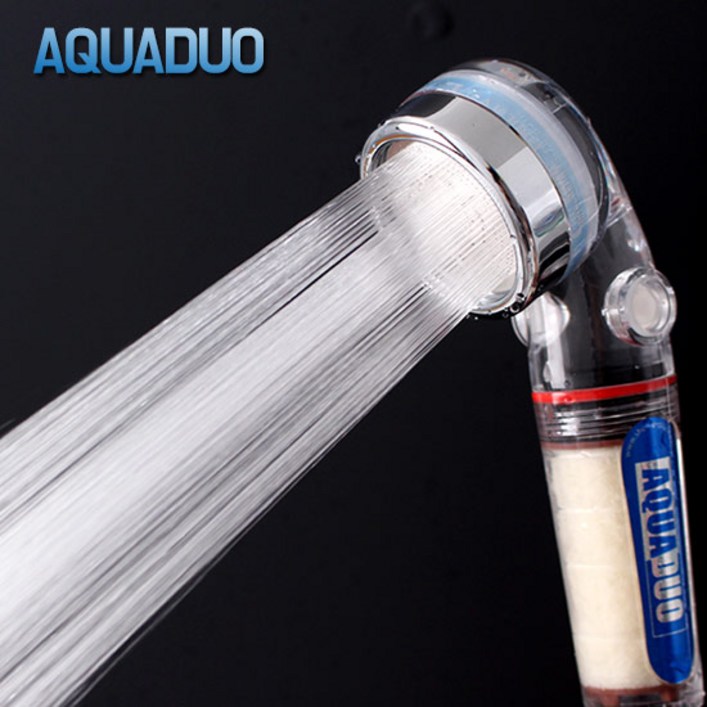 샤워플러스 간편 연수기 아쿠아듀오 베이비스 녹물제거 정수필터 샤워기 블루 SF1200