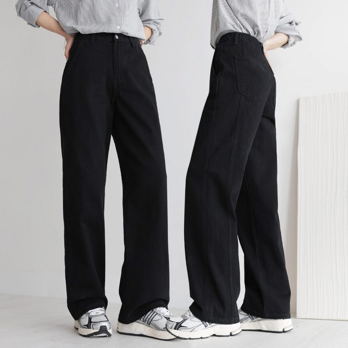 앤드스타일 여성용 숏/기본/롱 기장 딱맞진 No.8 트윌코튼 절개 인밴딩 와이드 팬츠 264397