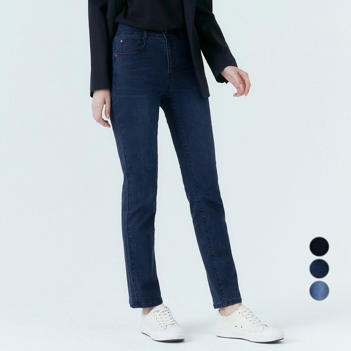 뱅뱅 여성용 슬림 스트레이트 데님 바지