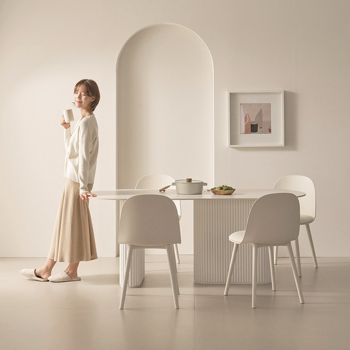 제이픽스 그레이스 세라믹 양타원 테이블 방문설치, 상판 화이트 다리 화이트, 6인용 제이픽스 그레이스 세라믹 양타원 테이블 방문설치, 상판 화이트 다리 화이트, 6인용