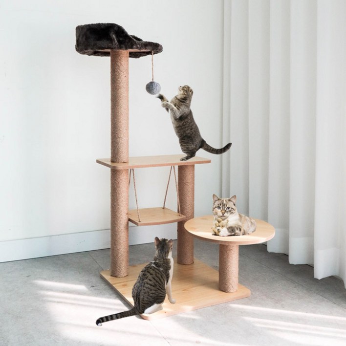 딩동펫 고양이 캣타워 정글형, 단일색상, 1개 고양이벽선반