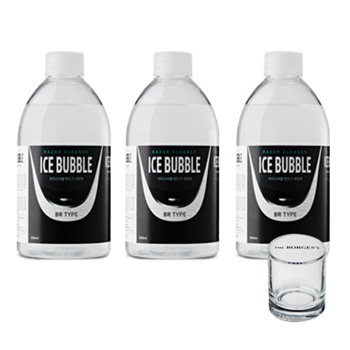 아이스버블 브라운 호환 BR타입 면도기세정액 500ml x 3p 세척용 유리컵, 단일상품, 단일색상
