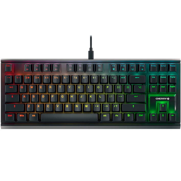 CHERRY 기계식 유선 텐키리스 키보드, 블랙, MX 1.1 RGB TKL  갈축, 갈축