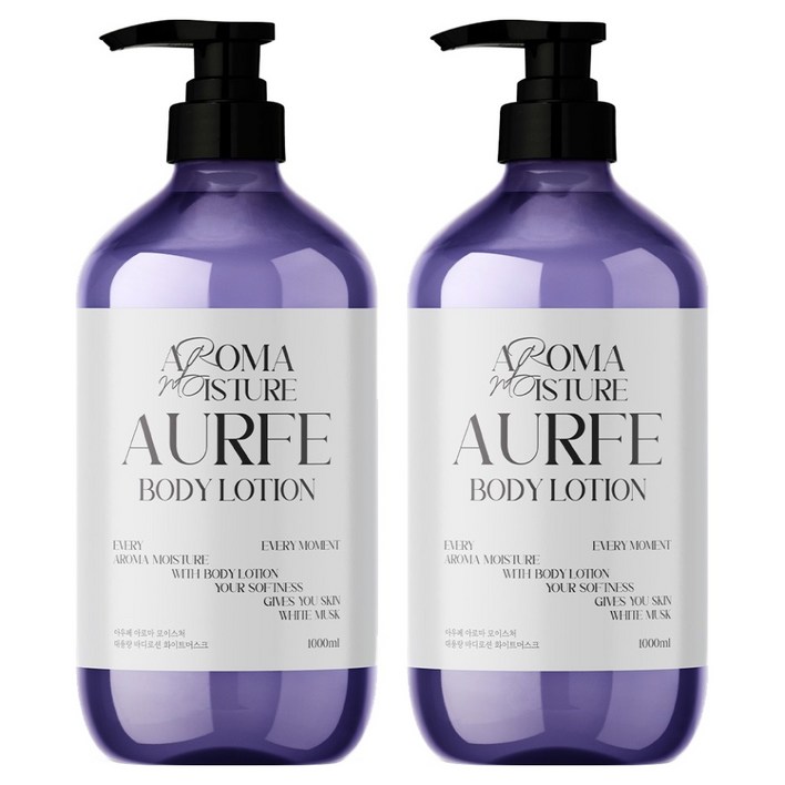 아우페 아로마 모이스처 대용량 바디로션 화이트머스크향, 1L, 2개