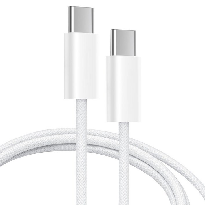 뉴클 C타입C타입 PD 고속충전 우븐 케이블 65W, 2m, 화이트, 1개