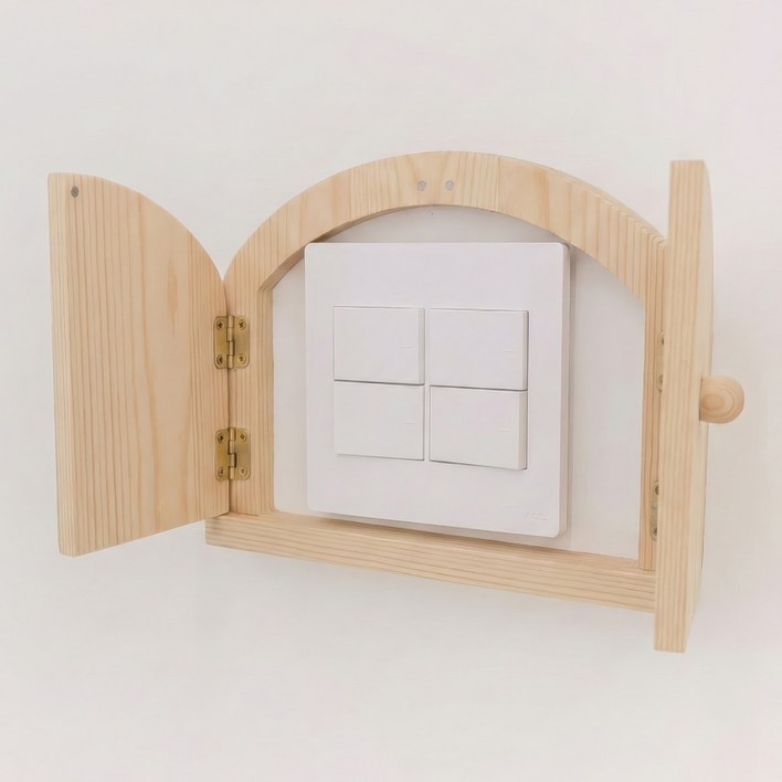 하이앤드라이 무타공 아치형 우드 스위치 가리개