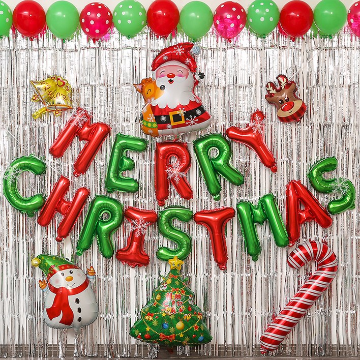 피앤비유니티커튼포함 크리스마스 풍선 로얄 파티커튼 세트 모음, 실버, 1세트