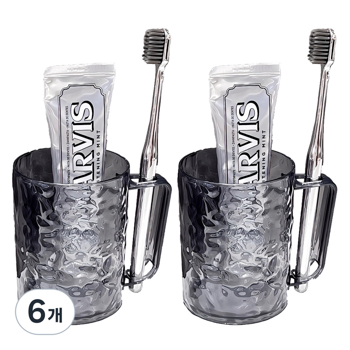 피어니스트 칫솔꽂이 욕실 인테리어 양치컵, 6개, 그레이