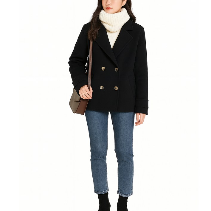 더시럽 여성용 프 트렌치 정장 모직 데일리 보온 코트 B