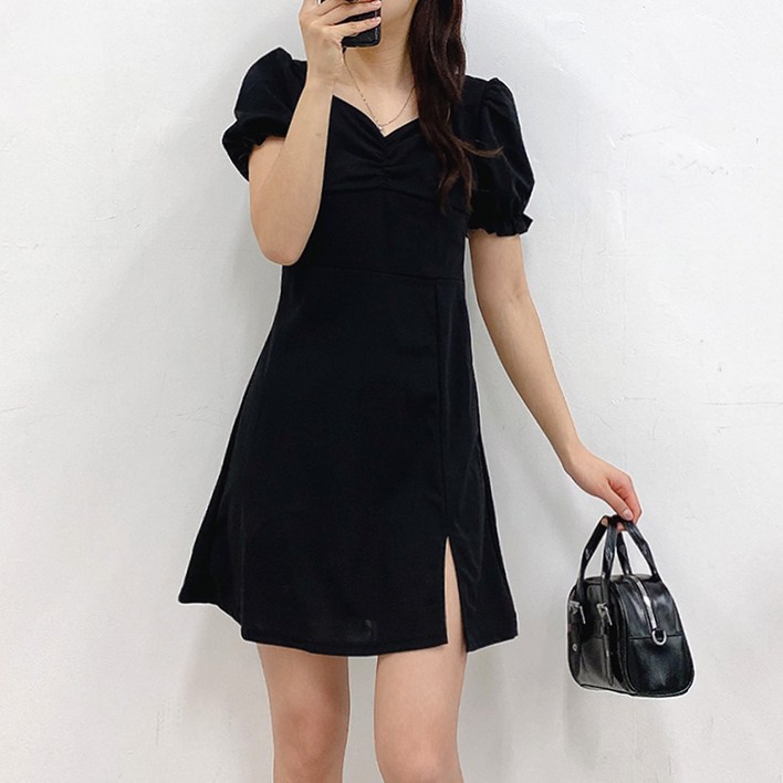 젤루나 스퀘어넥 A라인 미니 원피스 OP-01