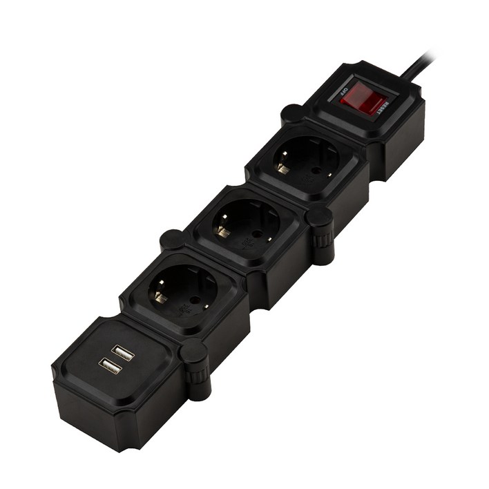 테트리스 고용량 디자인 절전 멀티탭 3구 USB 블랙 + 블랙, 50cm, 블랙+블랙, 1개