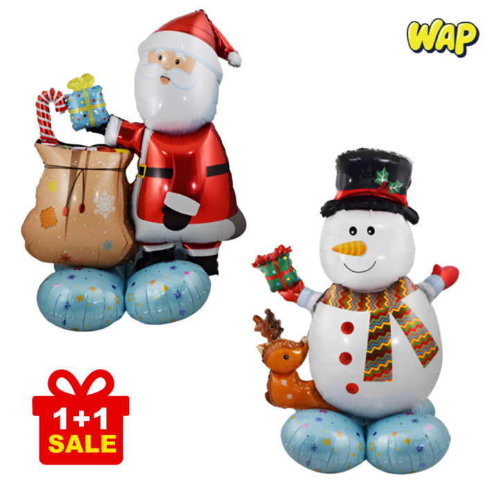 WAP [1+1] 크리스마스 대형 풍선 산타 눈사람 홈파티 장식 스탠딩