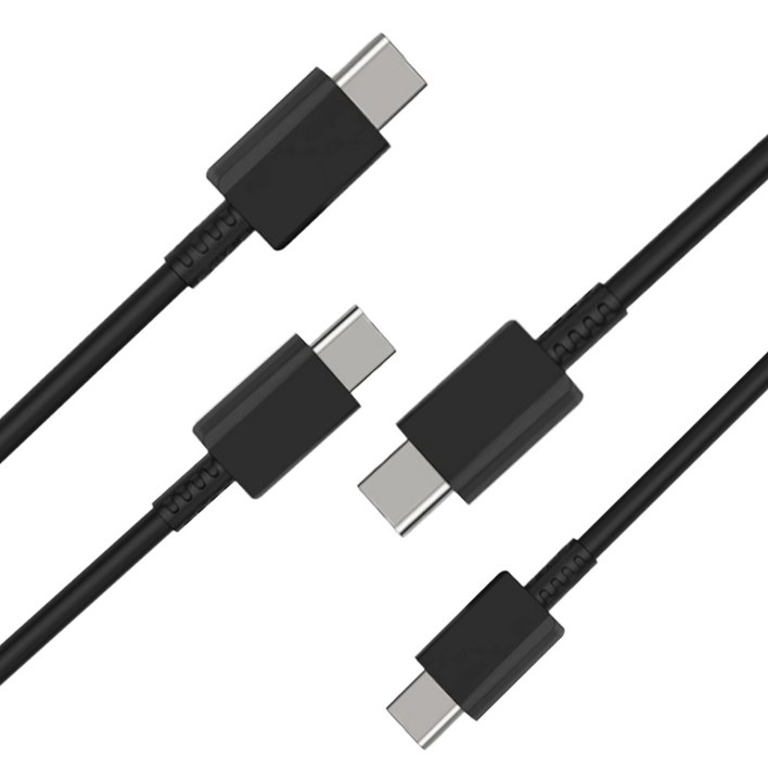 1+1 삼성 정품 C to C 초고속 충전케이블 PD 60W 갤럭시 스마트폰 데이터통신, 2개입, 블랙, 1.8M