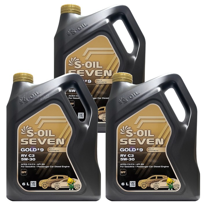 에스오일 세븐 골드 9 RV C3 5W30 6L x 3개 1박스 18L 가솔린 디젤 겸용 100 합성 엔진오일
